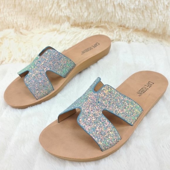 Cape Robbin Blazing Star Aqua & Silver Sandals - Picture 1 of 6